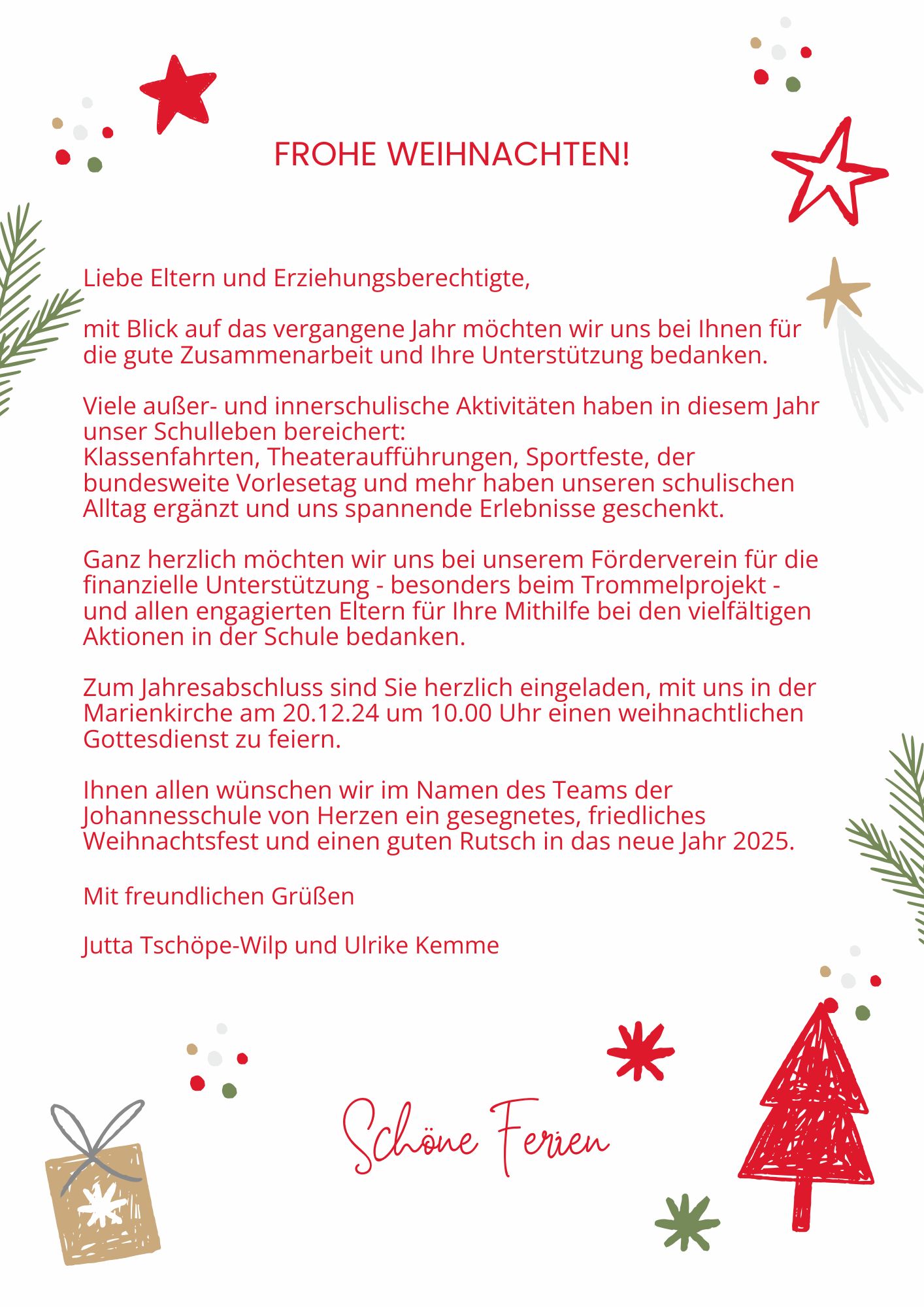 Red White Minimalist Christmas Notes A4 Document 1